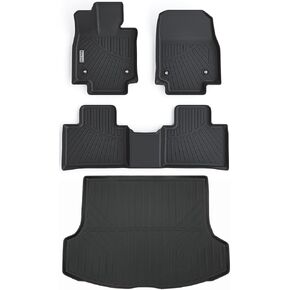 Floor Mats & Trunk Mat & Backrest Mat for 2023 2024 2025 Lexus RX RX350 RX350h RX500h (Not for RX450h&PHEV),TPE 2 Rows Car Floor Liners & Cargo Liners Covering The Backrest