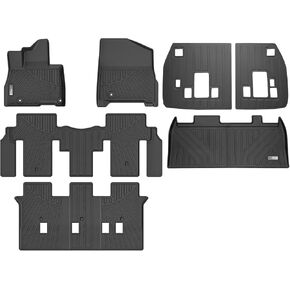 Floor Mats & Cargo Liner for 2025 Kia Carnival Hybrid MPV (Hybrid 8 Passenger Models Only),TPE All Weather Rubber Car Mats Accessories(Trunk Mat+Backrest Mat+Floor Mat)
