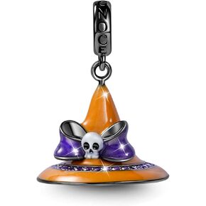 GNOCE Magic Hat Pendant Charm Sterling Silver with Bow and Skull Dangle Charms Fit Bracelet/Necklace Jewelry Gift For Women Wife Mens