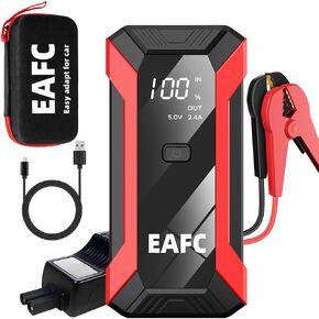 Car Jump Starter, 2000A Peak Portable Car Battery Starter, 12V Jump Box for Car Battery up to 6L Gas or 4L Diesel Engine Battery Jump Starter with Power Bank/Dual Output/LED Light (Red)