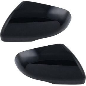 TRQ Mirror Cap Turn Signal Smooth Black PTM Pair Set of 2 Compatible with Ford Edge