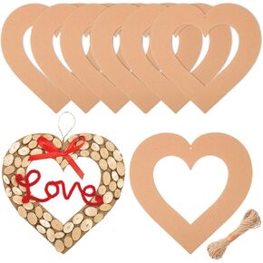 MixTeach 20 Pieces Valentine's Day Hanging Heart Wreaths Paper Large Heart Cardboard Wreath Hanging Ornaments Decorations with Hole Twine for Wedding DIY Craft Festival Valentine's Day Decoration