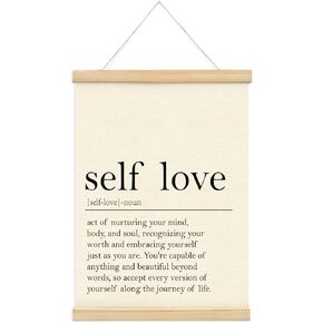 Mtrgdn Self Love Definition Motivation Wall Decor Wall Poster Hanger Frame,Mental Health Self Care Poster Hanger Frame, Psychology Themed Wooden Frames,Inspirational Decor for Home Bedroom 12x16 Inch