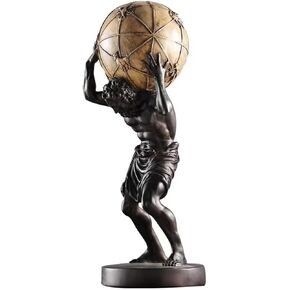 FUNSXBUG 16.5 Inch Large Atlas Holding World Greek Statue Sculpture Collectible Figurine Home Decor Living Room Desktop Decoration