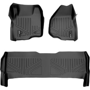 SMARTLINER Floor Mats Liner Set Black for 2011-2012 F-250/F-350/F-450/F-550 Super Duty Crew Cab with Depressed Drivers Side Pedal.