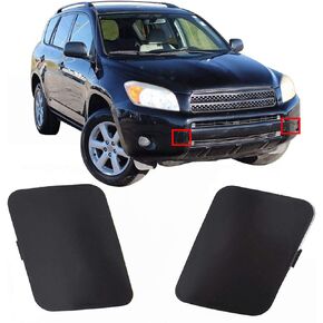 2 × قطع غيار السيارات اليسار واليمين المصد الأمامي غطاء هوك السحب لاستبدال 2006 2007 RAV4 الأسود لاستبدال 53286-42931 لاستبدال 53285-42930