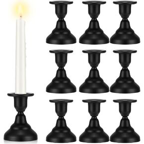 Inbagi 10 Pcs Candle Holders for Pillar Candles Candlestick Holders Rustic Candle Holder Metal Candle Holder Taper Candle Holder Candle Stand for Farmhouse Fireplace Party Home Table (Black)