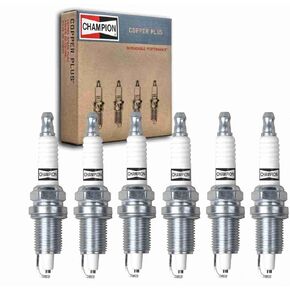 6 pc Champion Copper Plus Spark Plugs compatible with Jeep TJ 4.0L L6 1999-2006