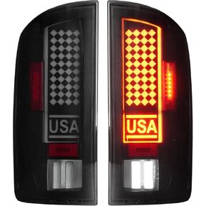 LED Tail Light + 3rd Brake Light Kit Fit for Dodge RAM 1500 2002-2006, for Dodge RAM 2500 3500 2003-2006, Taillights and High Mount Stop Light, Smoke Lens 3 Pcs