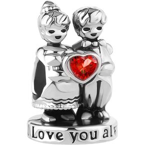 I Love You Always Wedding Couple Just Married Bride &Groom Wife &Husband Charms for Bracelets Compatible with Pandora Bracelets Wedding Gifts
