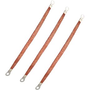 5 PCS Universal Automotive Ground Strap, Engine Flat Braided Copper Ground Strap, Tinned Copper Vehicle Grounding Cable Straps with Ring Terminal Plugs, Car Accessories