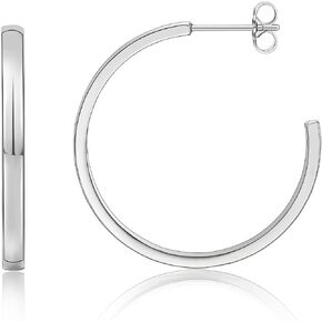 Limerencia Hypoallergenic G23 Pure Titanium Big Post Thin Square Edge Open Hoop | F136 Implant Grade Womens Dainty Hoop Earrings | Lightweight for Sensitive Ears