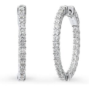 BERRICLE Sterling Silver Cubic Zirconia CZ Medium Fashion Inside-Out Hoop Earrings for Women 1 inch (Rose Gold Flashed, Yellow Gold Flashed, Rhodium Plated)