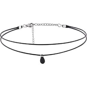 Sacina Layered Black Choker Necklace, Glass Teardrop Necklace, Black Choker, Gothic Choker, Boho Necklace, Christmas Jewelry Gift for Women