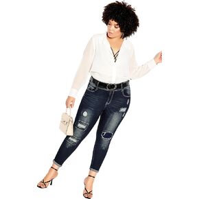 Women's Plus Size Patched Apple Skinny Jean