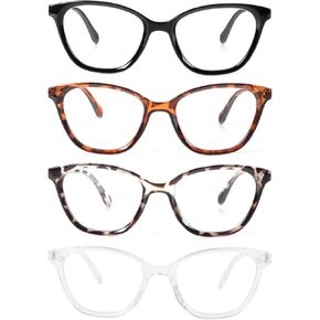 KoKoBin 4 Pack Reading Glasses Blue Light Blocking Spring Hinge Fashion Readers Anti for Women Men