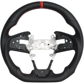 Steering Wheel,Hydro Dip Carbon Fiber Steering Wheel Fits For Honda Civic Gen 10th 2016-2021,Type R FK8 2016 2017 2018 2019 2020 2021,Microfiber Leather & Red Indicate