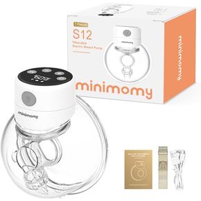 minimomy S12A Hands Free Breast Pump Wearable, Double Wireless Pump with Comfortable Double-Sealed Flange, 3 Modes & 12 Levels Electric Pump Portable, Smart Display, 24mm, 2 Pack
