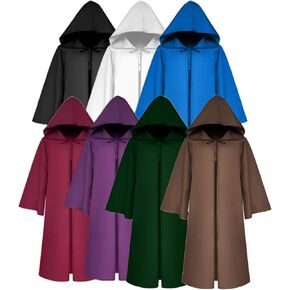 YLYGJGL Long Hooded Wizard Witch Cloak for Halloween Cosplay Costumes Men Women Medieval Renaissance cape Monk Robe