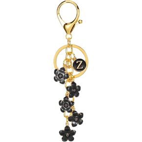 PATIKIL Initial Letter Flower Keychain, Alphabet Enamel Charm Flower Keyring Keys Holder Bag Handbag Accessories