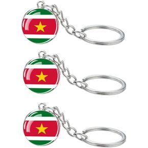 3 Pcs Suriname Flag Key Chain,Cool Keychain for Car Keys, Stainless Steel Keyrings & Keychains,Used for Home Decoration, Jewelry Hanging Decorations.