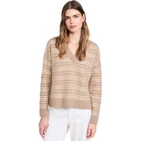 Faherty Women's Highland Fair Isle V Neck Sweater