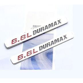 Yoaoo 2Pack OEM Red 6.6L Duramax Hood Emblem Compatible with Badges Turbo Silverado 2500 Hd Chrome Black