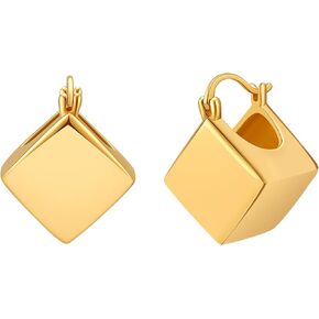 Brushed Finish Square Earrings Gold Brushed Geometric Copper Drop Dangle Earrings For Women