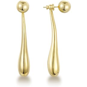 KissYan Gold Earrings for Women, 14K Gold Plated Chunky Drop Dangle Hoops Earrings Lightweight Statement Trendy Jewelry Gifts