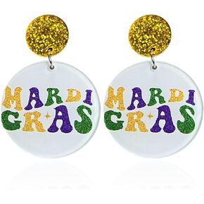 Mardi Gras Earrings Outfit for Women Mardi Gras Shirts Accessories Leather Glitter Carnival Holiday Earrings Mardi Gras Outfits Mardi Gras Jewelry Carnival Parade Jewelry Gifts