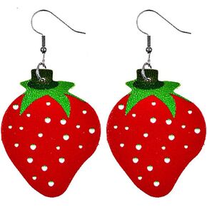 Fruit Earrings Cute Leather Pineapple/Watermelon/Strawberry/Lemon Earrings Kawaii Lightweight Funny Drop Earrings Trendy Dangle For Women Summer Earrings Holliday Beach Vacation Earrings