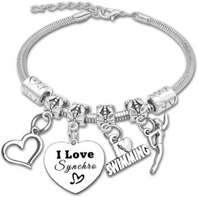 DlaeKua Swimming Gifts for women Swim Bracelet Swim Lover Gifts Swimming Coach Gifts Swim Team Gift Swimmers Jewelry Swimmers Christmas Birthday Gift Swim Teacher Gifts Funny Swimming Gifts