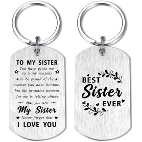 EE&YU Sister Gifts - Sister Birthday Keychain, I Love Sister Present, Sister Gifts from Brother, Best Sister Valentines Day Gifts