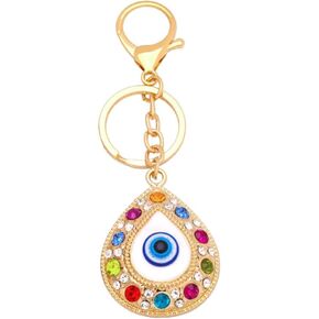 JewelBeauty Colorful Evil Eye Keychain Sparkling Keyring Crystal Rhinestones Purse Pendant Handbag Charm