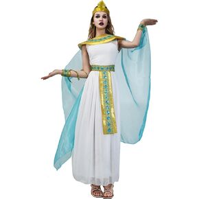 Egyptian Queen Costume for Women Adult Cleopatra Halloween Costume (White, XX-Large)