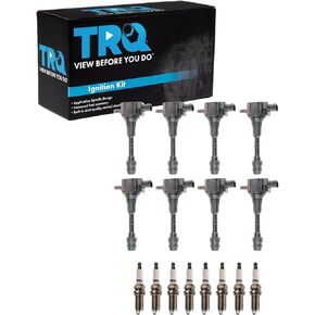 TRQ Ignition Kit Ignition Coil Spark Plugs Compatible with 2004-2006 INFINITI QX56 2005-2006 Nissan Armada 2004 Pathfinder Armada 2004-2007 TITAN