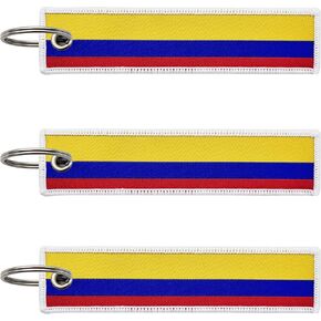 3 Pcs Colombia Colombians Country Flag Keychain,Woven label Key Chains for Car Keys,Fabric Key Chains Men and Women,Used for Various Decorations.