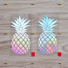 2 Pack Holographic Iridescent Color, 4 Inches - Pineapple Fruit Decal Sticker Vinyl Plants - for Car Boat Laptop No Background Die-Cut