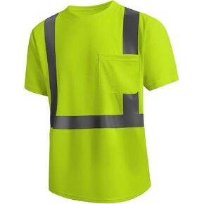 SKSAFETY High Visibility Professional Level T-Shirts Quick Dry Class 3 Safety Shirts for Men＆Women, Reflective Short Sleeve Breathable Birdeyes T-Shirt with Pocket for Construction work, 2X-Large