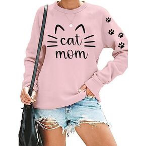Mama Long Sleeve T-Shirt for Women Funny Letter Print Ma Mama Mom Bruh Mom Life Tops Cat Dog Lover Pullover Crewneck Tees