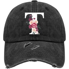 Classic Alphabetes A-Z Cute Letter Caps Cute Baseball Hat Hats for Womens Washed Distressed Baseball