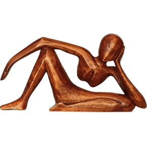 12" Abstract Sculpture Wooden Handmade Handcrafted Art - Relaxing Man - Statue Home Decor Decorative Figurine Accent Decoration Hand Carved Relaxing, Model A