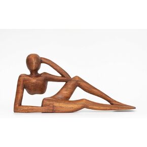 منحوتة تجريدية خشبية مصنوعة يدويًا مقاس 30.48 سم - رجل مريح - تمثال ديكور منزلي تمثال ديكور منحوت يدويًا للاسترخاء، نموذج A in Kuwait
