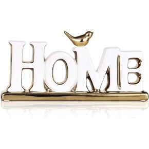 Love Sign Decor,White and Gold Room Decor Aesthetic, Knick Knack Shelf,Gold Bird Decor, Boho Bookshelf ,Abstract Gold Statue ,For Living Room,Bedroom, Desktop,Contemporary Tv Stand Decor (White, HOME)