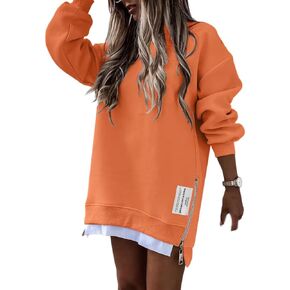 CHICME BEST SHOPPING DEALS Chic Me Womens Long Sleeve Zipper Slit Sweatshirt Casual Pullover Zipper Hoodies