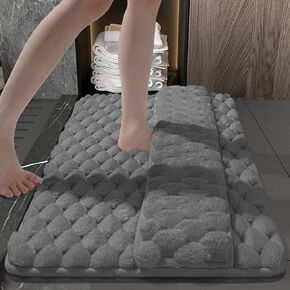 IM HOME Memory Foam Bath Mat for Drying The Dorsum of The Feet,Ultimate Soft and Highly Absorbent,Non-Slip,Machine Washable,Tub & Bathroom,Thick,32x20 Inch, Flannel Gray