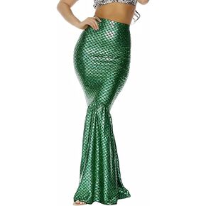 Women's Mermaid Tail Costume Maxi Skirt Halloween Cosplay Party Dress Up