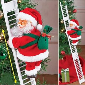 Santa Climbing Ladder, Funny Electric Claus Rope Ladder Decoration, On a Doll Toy Christmas Tree Decorations Hanging Ornaments for Party Home Door, Red