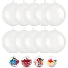 10 Pack Clear Plastic Fillable Ornament Ball,DIY Christmas Decorations Tree Balls Baubles Craft Transparent Ball Gifts for Christmas,Wedding,Party,New Years Present,Home Decor,80mm (80mm)