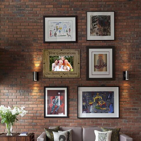 CREATCABIN Five Generations Picture Frame Wood Photo Frame Holds Display Pictures 4x6 Wall Mounting Printing Poster Frame Stand for Wall Gallery Tabletop Decor 6 x 8Inch-One Family Many Hearts in Kuwait